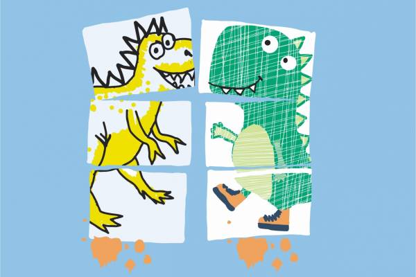 卡通恐龙涂鸦字母印花矢量图服装裁片T恤烫图印花花型素材