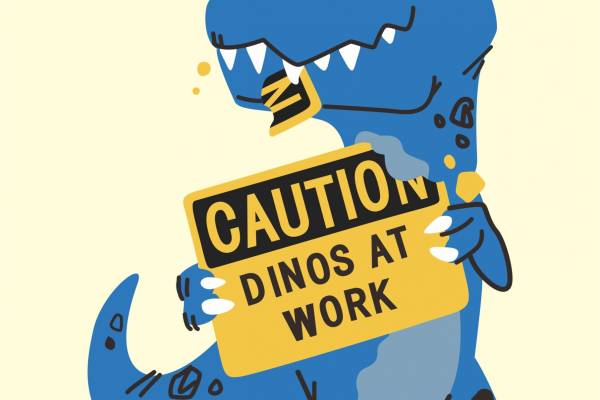 卡通动漫恐龙安全帽印花矢量图服装裁片T恤烫图印花花型素材