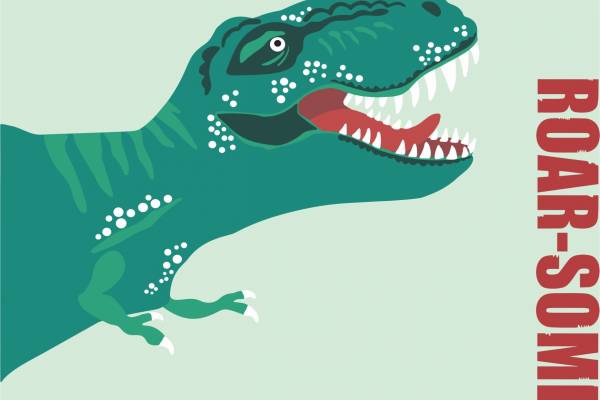 卡通动漫恐龙霸王龙字母拼接印花矢量图服装裁片T恤烫图印花花型素材