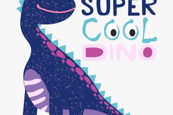 卡通动漫恐龙字母拼接印花矢量图服装裁片T恤烫图印花花型素材