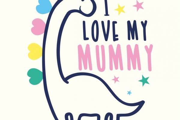 卡通动漫长颈龙字母爱心拼接印花矢量图服装裁片T恤烫图印花花型素材