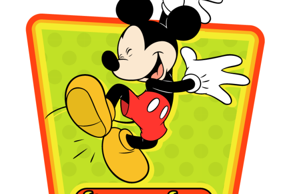 卡通动漫米老鼠字母拼接印花矢量图服装裁片T恤烫图印花花型素材