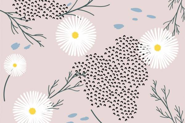 几何植物线条菊花拼接印花矢量图服装纺织面料数码印花花型素材