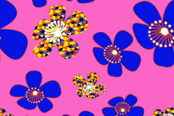 几何花朵马赛克图案拼接印花矢量图服装纺织面料水印数码印花金昌花型素材