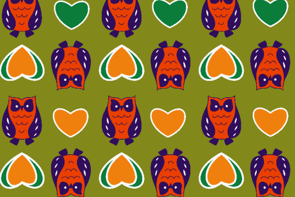 几何动物猫头鹰爱心印花矢量图服装纺织面料水印数码印花金昌花型素材