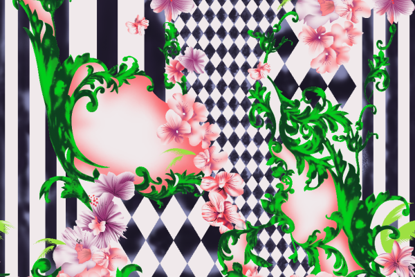 几何植物花纹条子拼接印花矢量图服装纺织面料水印数码印花金昌花型素材