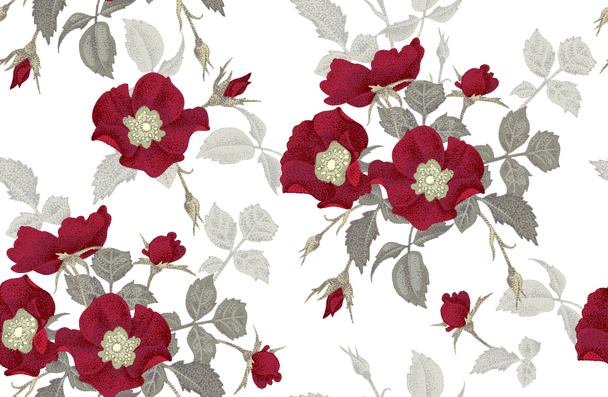 植物花朵拼接印花矢量图服装纺织面料数码印花花型素材-POP花型网