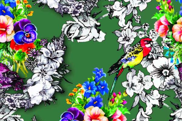 几何植物花纹动物鸟拼接印花矢量图服装纺织面料数码印花花型素材