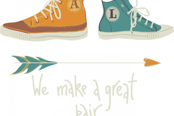 鞋子字母拼接印花矢量图服装裁片T恤烫图印花花型素材