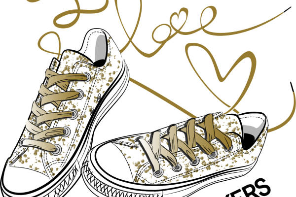 鞋子字母涂鸦拼接印花矢量图服装裁片T恤烫图印花花型素材