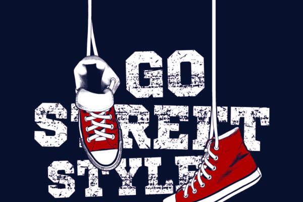 字母鞋子做旧印花矢量图服装裁片T恤烫图印花花型素材