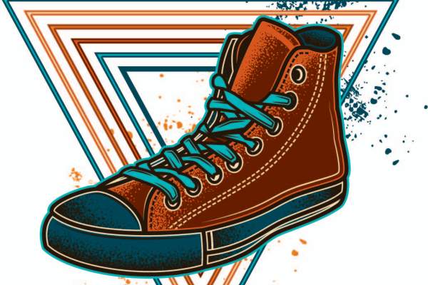 几何涂鸦鞋子字母线条拼接印花矢量图服装裁片T恤烫图印花花型素材