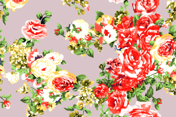 植物玫瑰花卉拼接印花矢量图服装纺织面料水印花花型素材