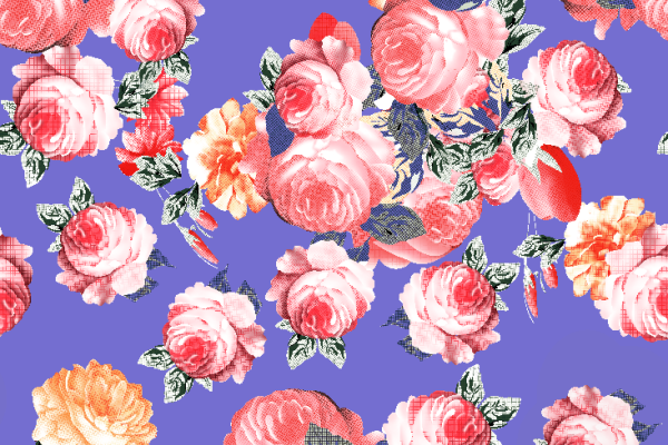 植物花卉牡丹花拼接印花矢量图服装纺织面料水印数码印花金昌花型素材