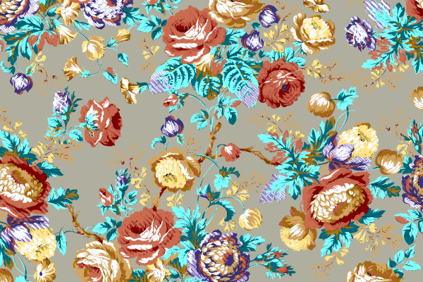 植物牡丹花卉拼接印花矢量图服装纺织面料水印数码印花金昌花型素材