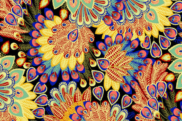 几何花纹孔雀羽毛图案印花矢量图服装纺织面料水印数码印花金昌花型素材