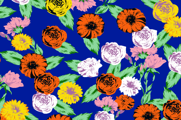 植物花朵拼接印花矢量图服装纺织面料水印数码印花金昌花型素材