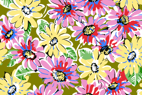 多彩植物花朵拼接印花矢量图服装纺织面料水印数码印花金昌花型素材