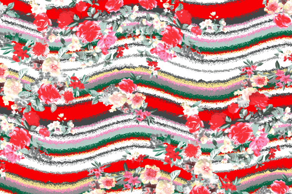 植物花纹波浪线条印花矢量图服装纺织面料水印数码印花金昌花型素材