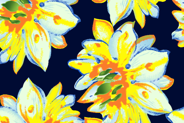 植物花卉拼接印花矢量图服装纺织面料水印数码印花金昌花型素材