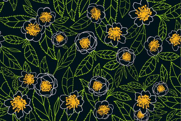 植物小邹菊花卉拼接印花矢量图服装纺织面料数码印花花型素材