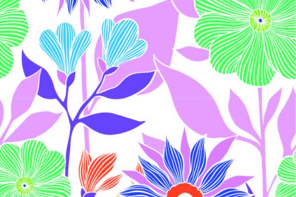 多彩几何植物花卉拼接印花矢量图服装纺织面料数码印花花型素材