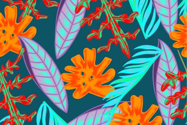 几何植物叶子拼接印花矢量图服装纺织面料数码印花花型素材