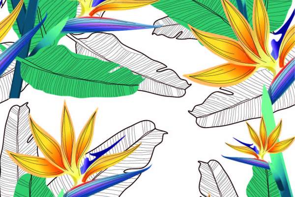 几何植物叶子拼接印花矢量图服装纺织面料数码印花花型素材