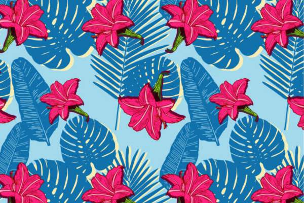 植物花朵杜鹃花印花矢量图服装纺织面料数码印花花型素材