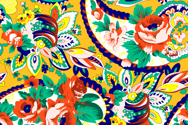 几何植物花纹腰果拼接印花矢量图服装纺织面料水印数码印花花型素材