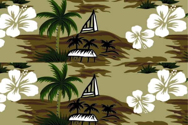 植物棕榈树白色小花朵拼接印花矢量图服装纺织面料数码印花花型素材