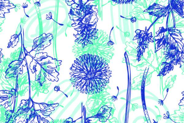 植物花纹拼接印花矢量图服装纺织面料数码印花花型素材