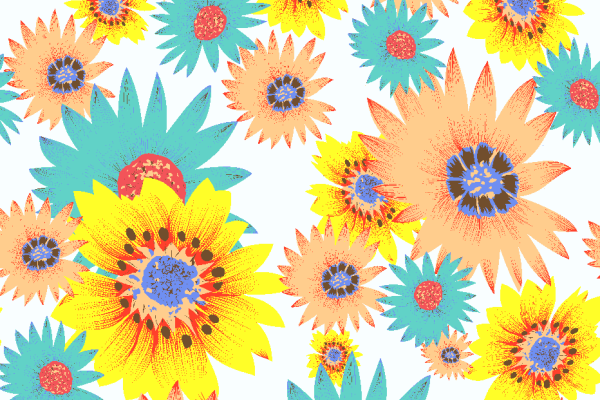 植物花朵菊花拼接印花矢量图服装纺织面料水印数码印花金昌花型素材