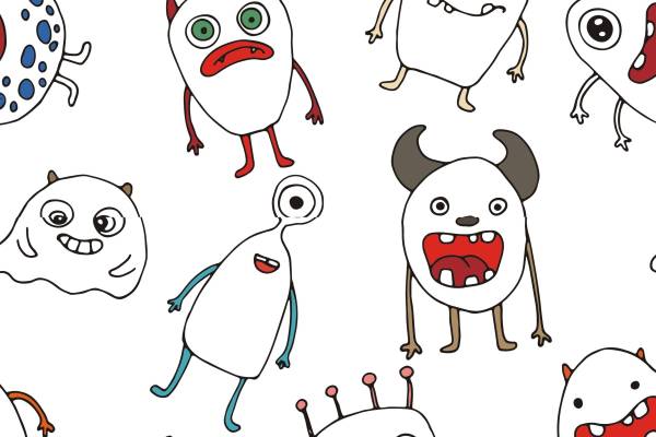 卡通图案卡通人物Q版人物怪兽印花矢量图服装纺织面料数码印花花型素材