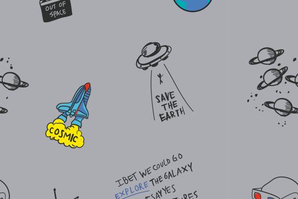 卡通图案卡通人物外星人交通运输不明飞行物印花矢量图服装纺织面料数码印花花型素材