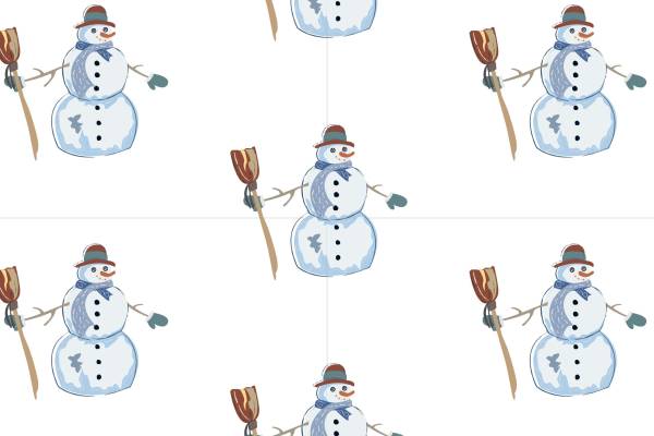 卡通图案卡通人物雪人印花矢量图服装纺织面料数码印花花型素材