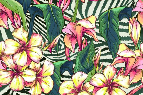 植物花卉热带风印花矢量图服装纺织面料数码印花花型素材