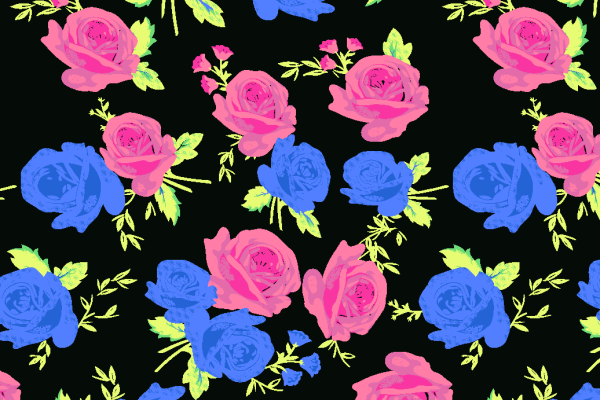 植物玫瑰花拼接印花矢量图服装纺织面料水印数码印花花型素材