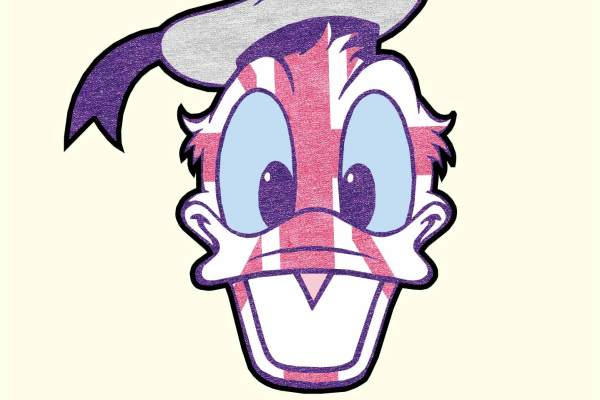 卡通动漫唐老鸭字母印花矢量图服装裁片T恤烫图印花花型素材