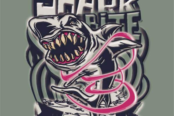 鲨鱼字母印花矢量图服装裁片T恤烫图印花花型素材