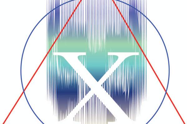 几何线条拼接字母X印花矢量图服装裁片T恤烫图印花花型素材