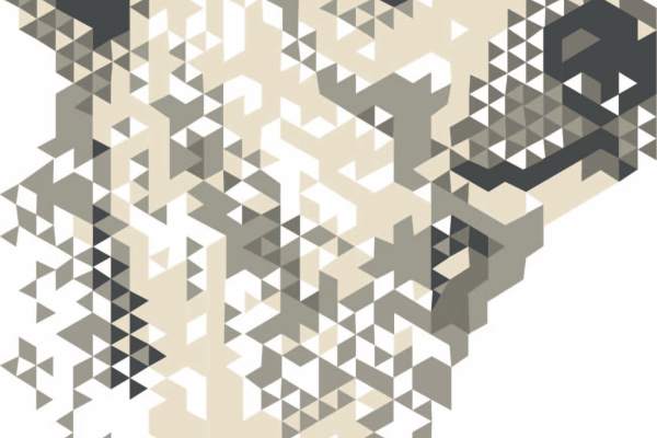 几何花纹拼接动物北极熊印花矢量图服装裁片T恤烫图印花花型素材