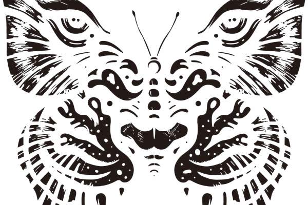 几何花纹蝴蝶印花矢量图服装裁片T恤烫图印花花型素材