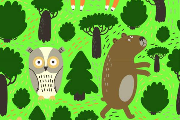 卡通动物植物印花矢量图服装纺织面料数码印花花型素材