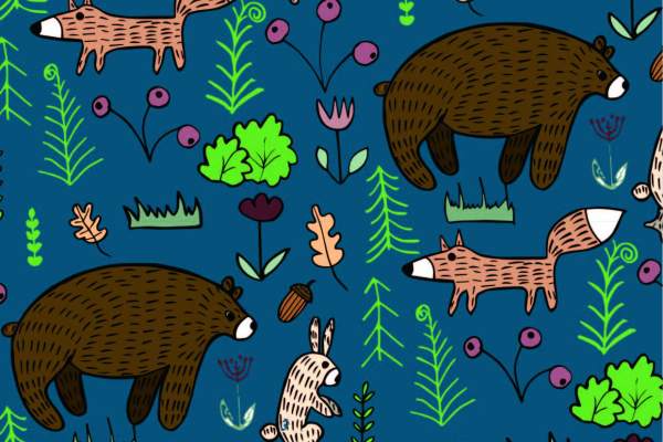 卡通动物植物印花矢量图服装纺织面料数码印花花型素材