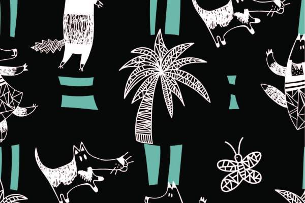 卡通动物植物印花矢量图服装纺织面料数码印花花型素材