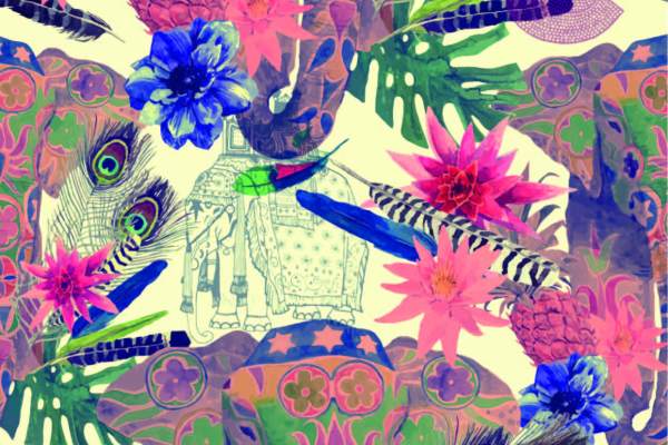 几何植物花纹动物大象印花矢量图服装纺织面料数码印花花型素材