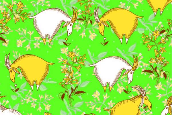 植物花卉动物羚羊印花矢量图服装纺织面料数码印花花型素材