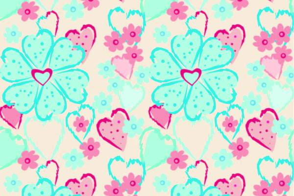 植物花朵爱心印花矢量图服装纺织面料数码印花花型素材