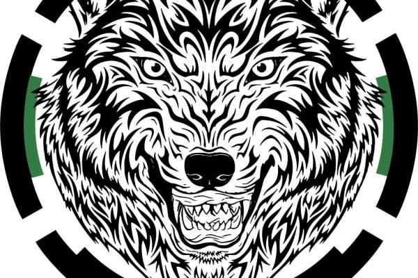 几何花纹拼接狼图腾印花矢量图服装裁片T恤烫图印花花型素材